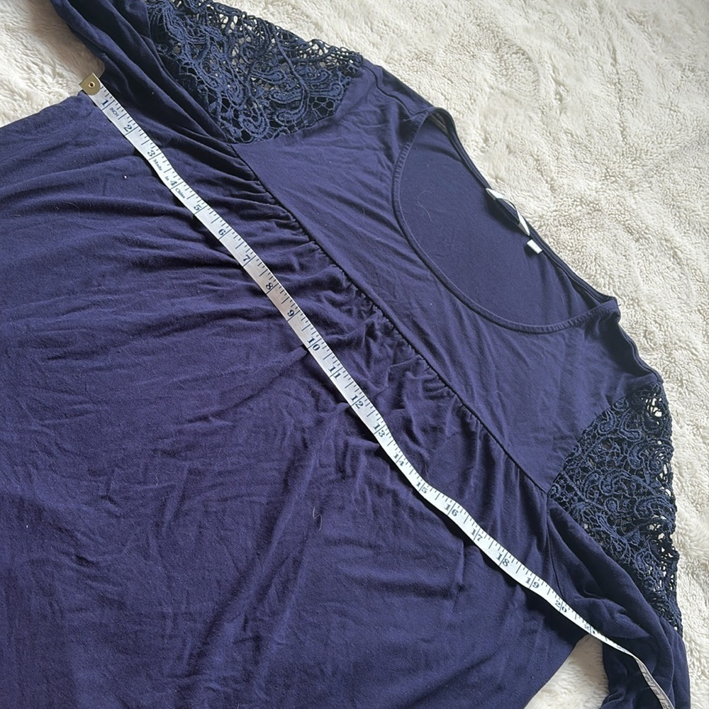 Reitmans Navy Lace-Sleeve Tunic – Size Large | Boho Chic | Scoop Neck | - Picture 6 of 8